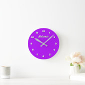 Horloge Ronde Purple Wall Clock Personalized Custom Name (Maison)