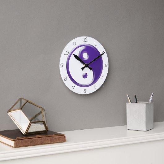 Horloge Ronde Purple Yin Yang Round Clock (Bureau)