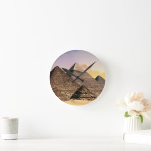 Horloge Ronde Pyramides d'Égypte Sphinx Khoufou Photo Souvenir D
