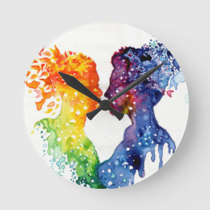 Horloge Ronde quand l'amour vous donne des papillons