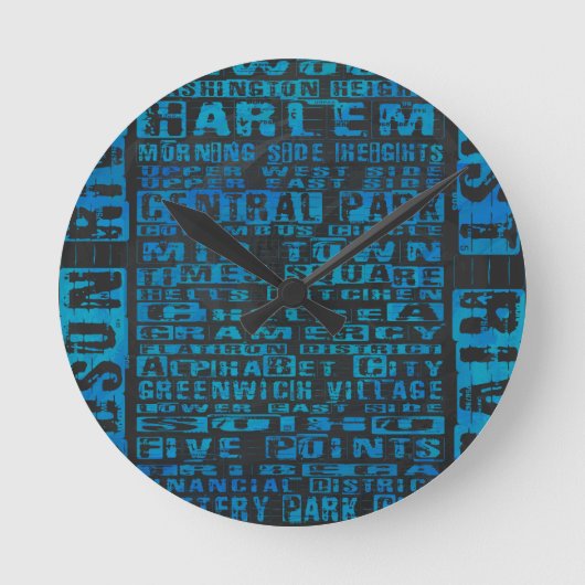 Horloge Ronde Quartiers NYC Bleu (Recto)