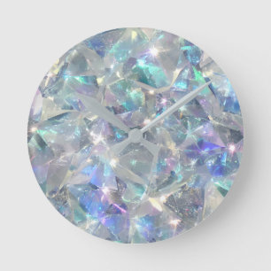 Horloge Ronde Quartz Crystal Sparkly Motif
