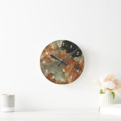 Horloge Ronde Quartz orange, noir et clair (Maison)