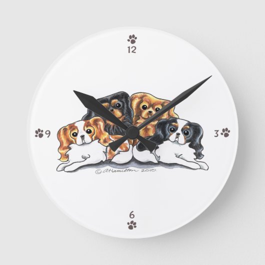 Horloge Ronde Quatre Cavalier King Charles Spaniels (Recto)
