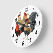 Horloge Ronde Quatre gamecocks (Angle)