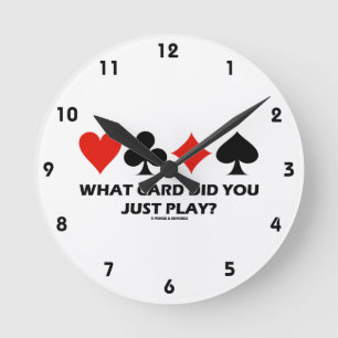 Horloge Ronde Quelle Carte Viens-Tu De Jouer ? (Quatre combinais