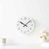 Horloge Ronde Quirky Black and White With Large Reversed Numbers (Maison)
