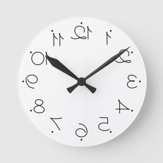 Horloge Ronde Quirky Black and White With Large Reversed Numbers (Recto)