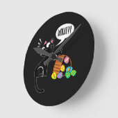 Horloge Ronde QUOI ! Chat de Pâques (Angle)