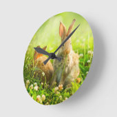 Horloge Ronde Rabbits d'Easter (Angle)