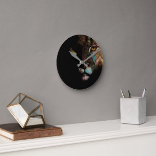 Horloge Ronde Radiant Darkness - Élégance Lionne Effrayante