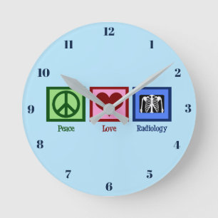 Horloge Ronde Radiologue Peace Love Radiology X-Ray Lab Tech