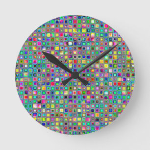 Horloge Ronde Rainbow 'Carnival' Texturé Carreaux de mosaïque 