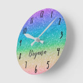 Horloge Ronde Rainbow Glitter Sparkle Glamour Girls Pretty (Angle)