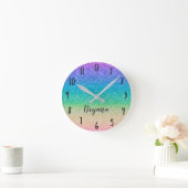 Horloge Ronde Rainbow Glitter Sparkle Glamour Girls Pretty (Maison)