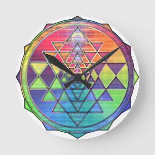 Horloge Ronde Rainbow Sri Yantra pour l'amour et la richesse