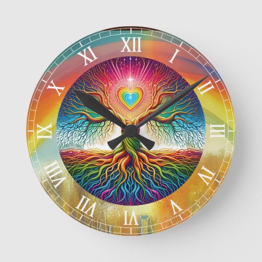 Horloge Ronde Rainbow Tree of Life (Recto)