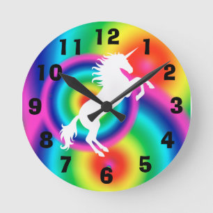 Horloge Ronde Rainbow Unicorn Wall Clock