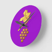 Horloge Ronde Raisins dorés "3-D" (Angle)