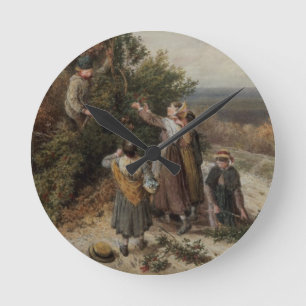 Horloge Ronde Ramasseurs de houx (la semaine et bodycolour)