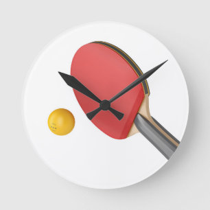 Horloge Ronde Raquette et boule de ping-pong