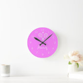 Horloge Ronde Raquettes de tennis et boule rose profond (Maison)