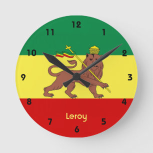 Horloge Ronde Rasta Reggae Lion of Judah Wall Clock