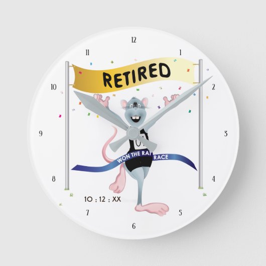 Horloge Ronde Rat Race Drôle Retraite (Recto)
