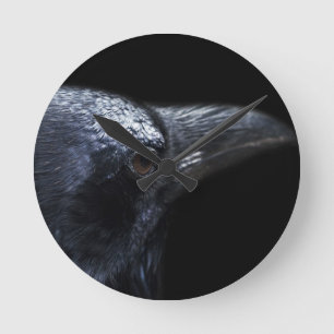 Horloge Ronde Raven gothique et familier de corneille