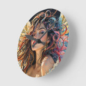 Horloge Ronde Rayon céleste - Portrait Angel ailé arc-en-ciel (Angle)