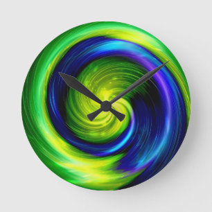 Horloge Ronde Rayon en spirale coloré abstrait 7 troubles