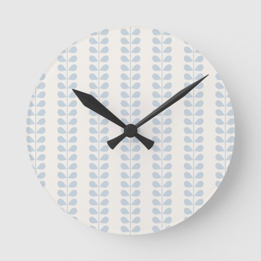 Horloge Ronde Rayure de feuille bleu clair (Recto)