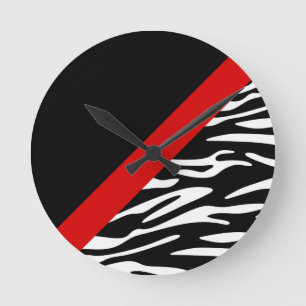 Horloge Ronde Rayure de zèbre avec l'horloge murale diagonale