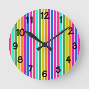 Horloge Ronde Rayures chaudes de printemps