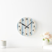 Horloge Ronde Rayures Crème Bleu de Plage (Maison)