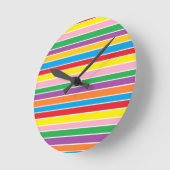 Horloge Ronde Rayures horizontales arc-en-ciel (Angle)