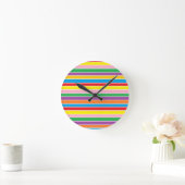 Horloge Ronde Rayures horizontales arc-en-ciel (Maison)