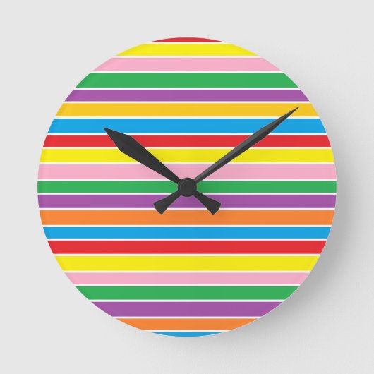 Horloge Ronde Rayures horizontales arc-en-ciel (Recto)