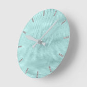 Horloge Ronde Rayures métalliques minimales turquoises de gris (Angle)