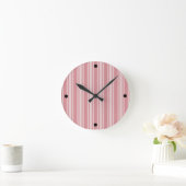 Horloge Ronde Rayures roses (Maison)