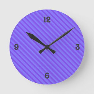 Horloge Ronde Rayures violettes violettes diagonales