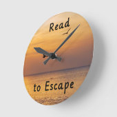Horloge Ronde Read to Escape Wall Clock | Book Lover Quote (Angle)