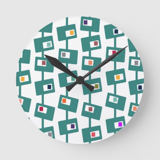 Horloge Ronde Rectangles et Carrés modernes du milieu du siècle (Recto)