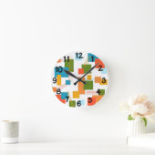 Horloge Ronde Rectangles et lignes Abstraites (Maison)