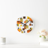 Horloge Ronde Rectangles et lignes Abstraites (Maison)
