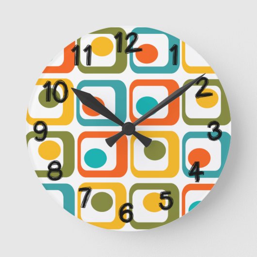 Horloge Ronde Rectangles modernes du milieu du siècle (Recto)