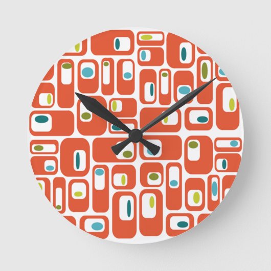Horloge Ronde Rectangles modernes du milieu du siècle (Recto)