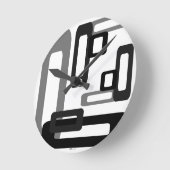 Horloge Ronde Rectangles stylisées gris/noir (Angle)