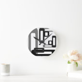 Horloge Ronde Rectangles stylisées gris/noir (Maison)