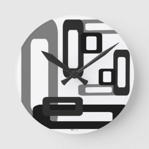 Horloge Ronde Rectangles stylisés gris/noir